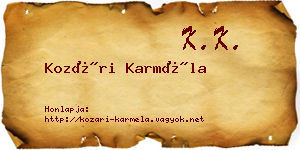 Kozári Karméla névjegykártya